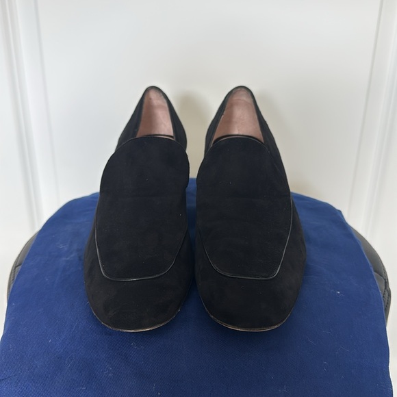 Stuart Weitzman Carmella Lucite Block Heel Suede Loafers - Picture 2 of 6